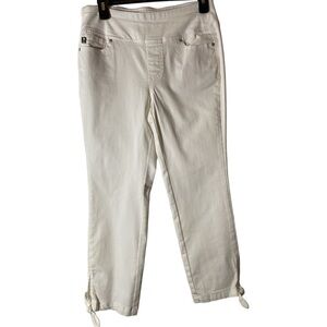 Belle By Kim Gravel Jeans Primabelle Twill Cropped Side Tie White Regular 4 New